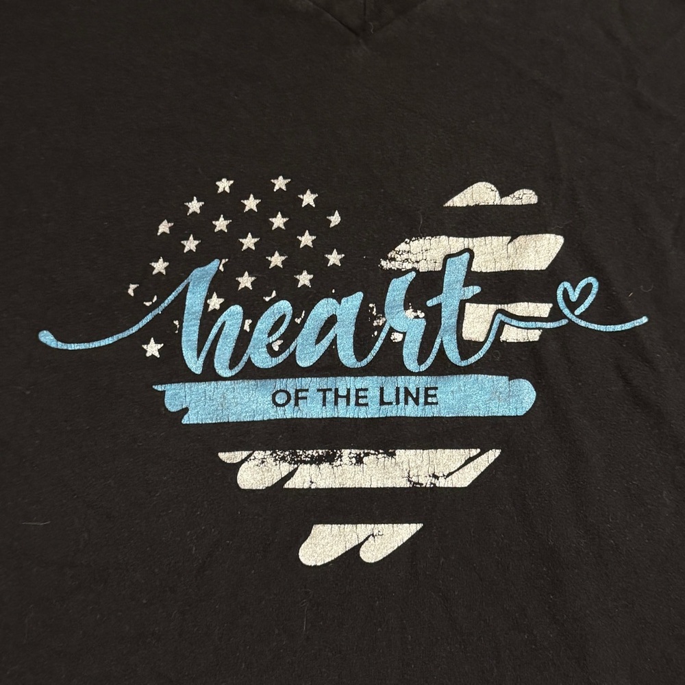 Heart of the Line Police Wife Bella Canvas Black Crew Neck Tee